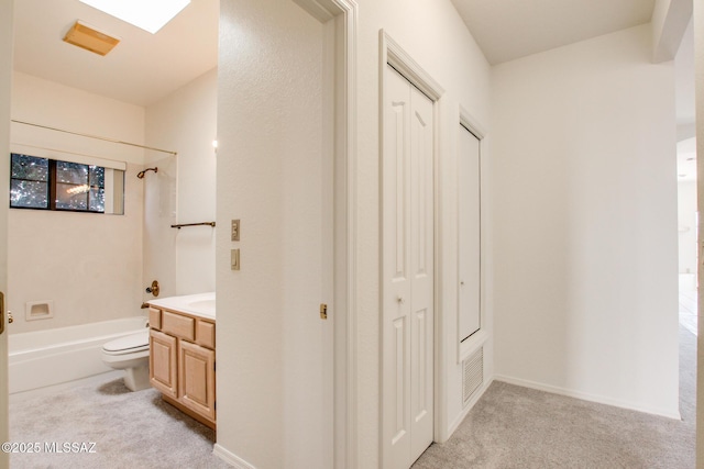 full bathroom with vanity, toilet, and shower / bathtub combination