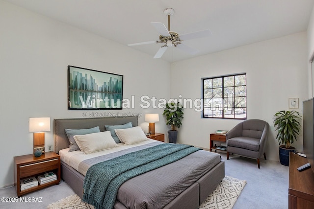 bedroom with carpet and ceiling fan