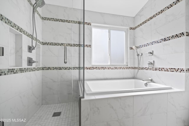 bathroom with separate shower and tub