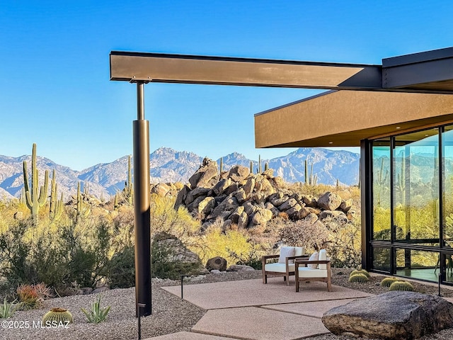 exterior space with a mountain view