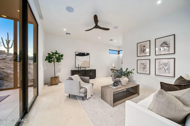 sitting room featuring light tile patterned floors