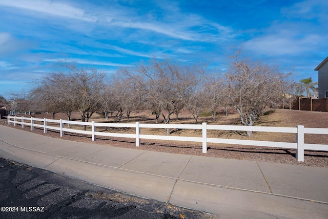 view of yard with a rural view