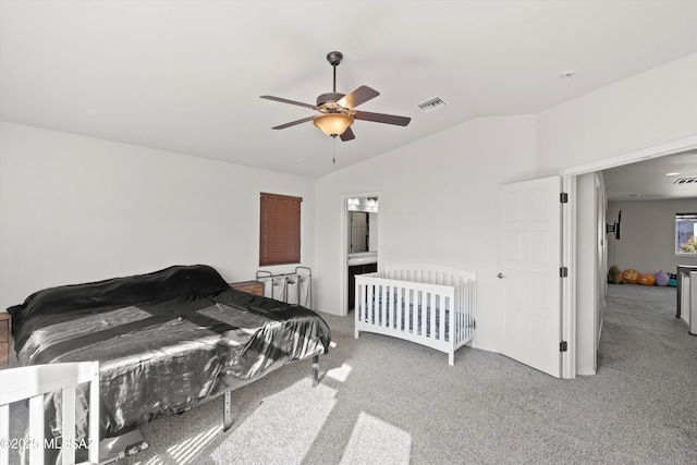 7585 E Majestic Palm Ln, Tucson, AZ 85756 - carpeted bedroom with vaulted ceiling and ceiling fan