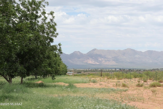 view of mountain feature with a rural view