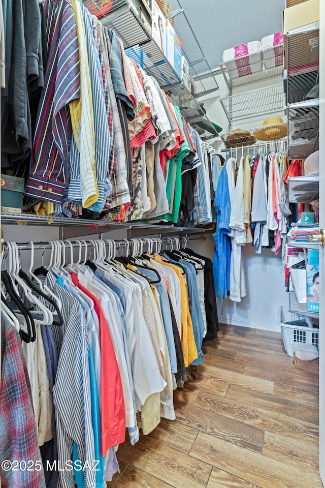 spacious closet with wood-type flooring