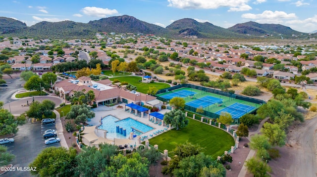 aerial view featuring a mountain view