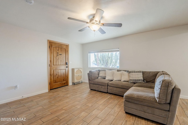 living room featuring ceiling fan