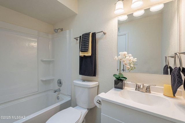 full bathroom with vanity, shower / bathing tub combination, and toilet