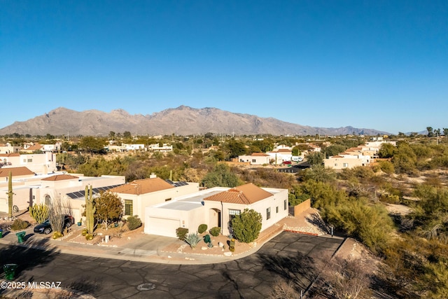 drone / aerial view with a mountain view