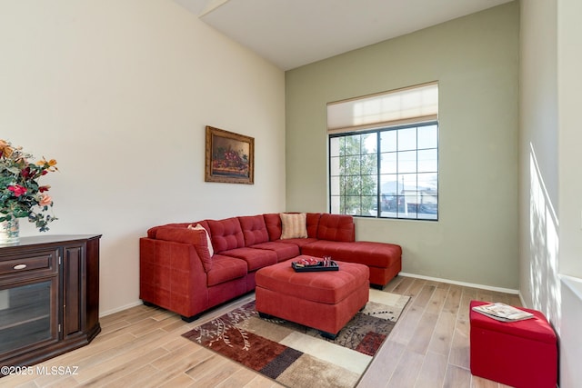 living room featuring light wood-type flooring