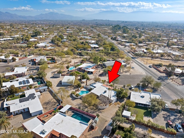 aerial view featuring a mountain view