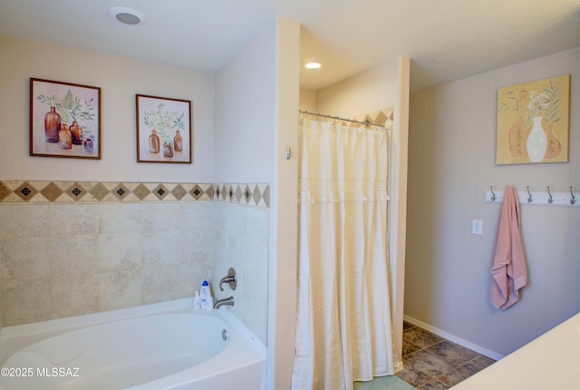 bathroom with plus walk in shower