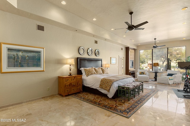 bedroom featuring ceiling fan