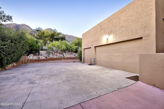 garage with a mountain view