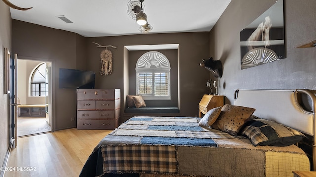 bedroom featuring light wood-type flooring