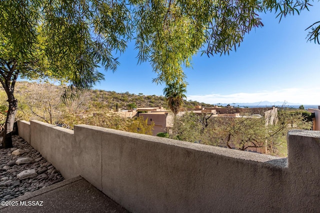 balcony featuring a mountain view