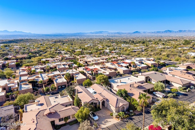 bird's eye view with a mountain view