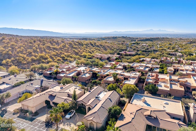 drone / aerial view with a mountain view