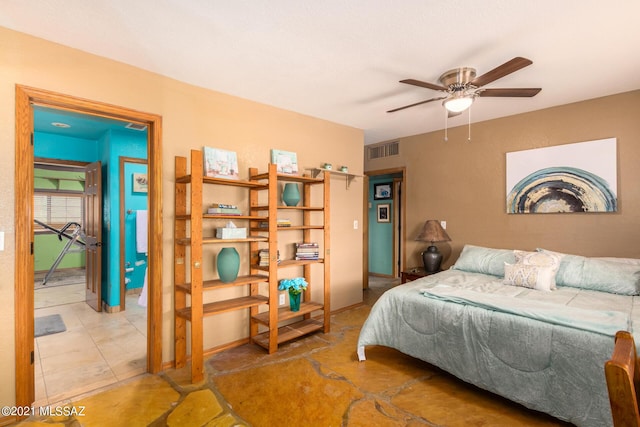 bedroom featuring ceiling fan