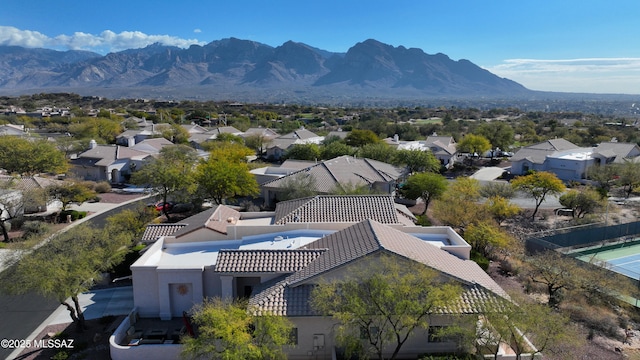 aerial view with a mountain view