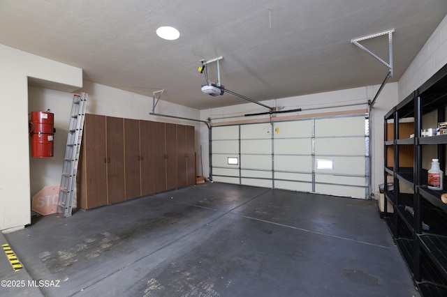 garage with a garage door opener