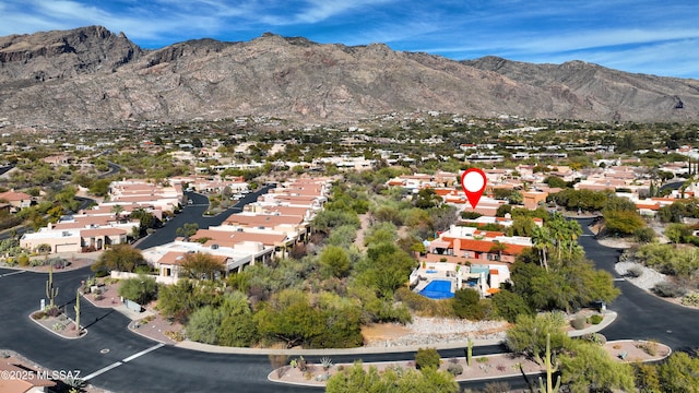 aerial view with a mountain view