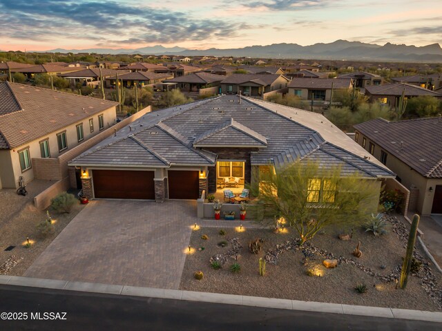 prairie-style house with a garage