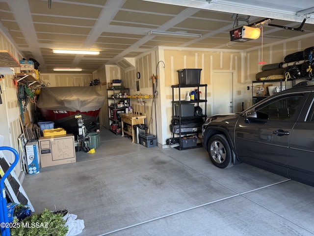 garage with a garage door opener