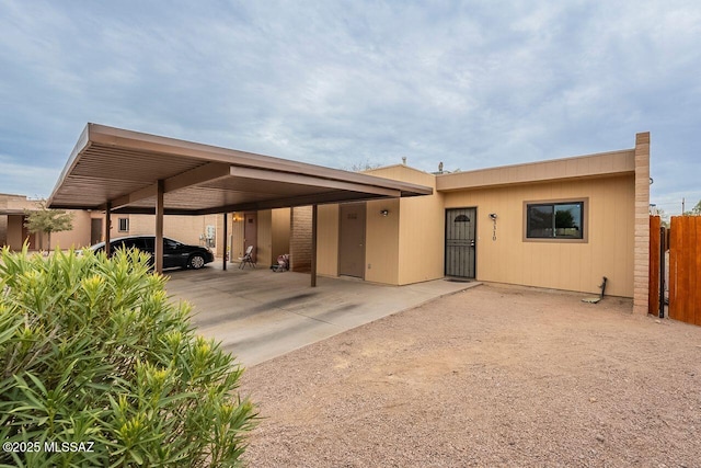 view of front of house with a carport