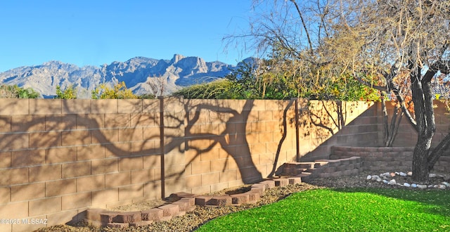 view of yard with a mountain view