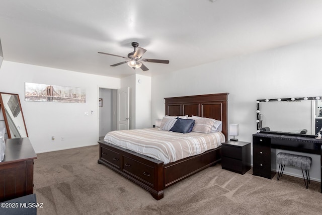 bedroom with carpet floors and ceiling fan