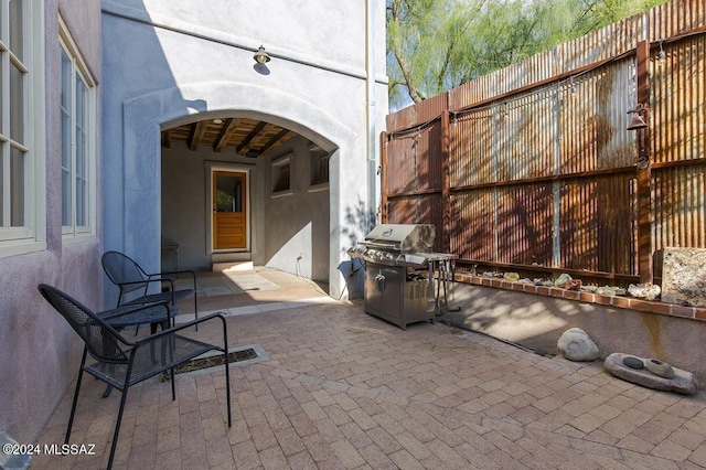 view of patio / terrace featuring a grill