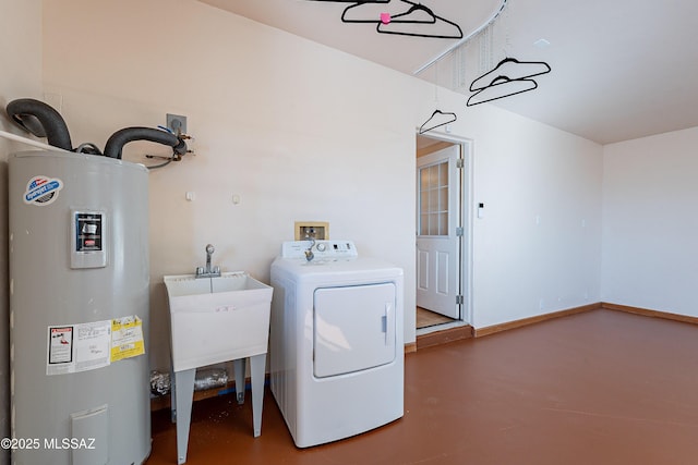 laundry area featuring washer / clothes dryer and water heater