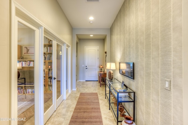 hallway with french doors