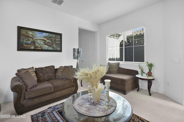 living room featuring carpet