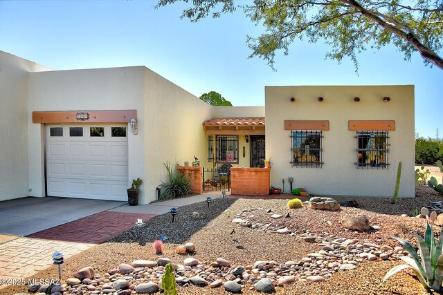 adobe home with a garage