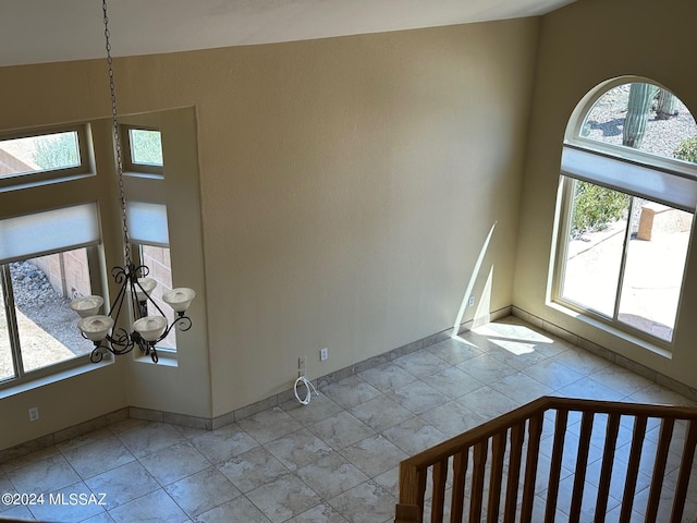 interior space featuring an inviting chandelier