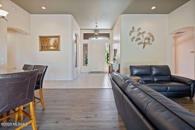 living room featuring light hardwood / wood-style floors