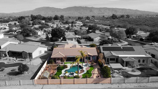 drone / aerial view with a mountain view