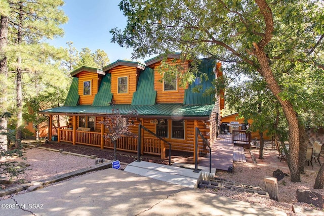 view of log home