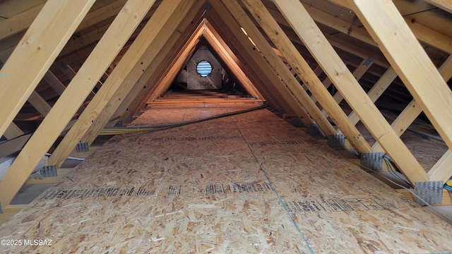 view of unfinished attic