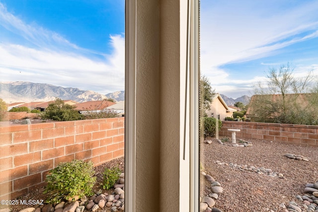 exterior details featuring a mountain view