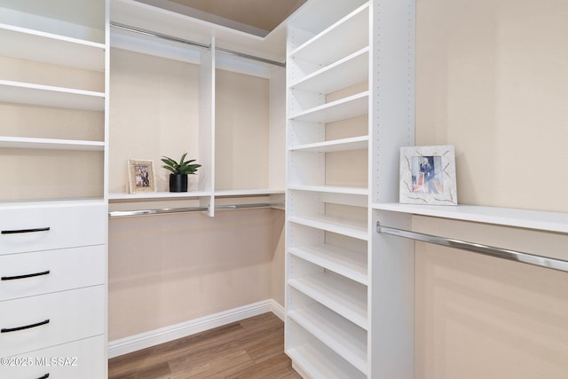 spacious closet featuring hardwood / wood-style flooring