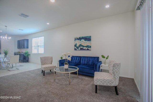 living room with carpet