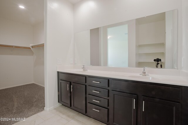 full bathroom featuring toilet, tile patterned floors, vanity, and bathtub / shower combination