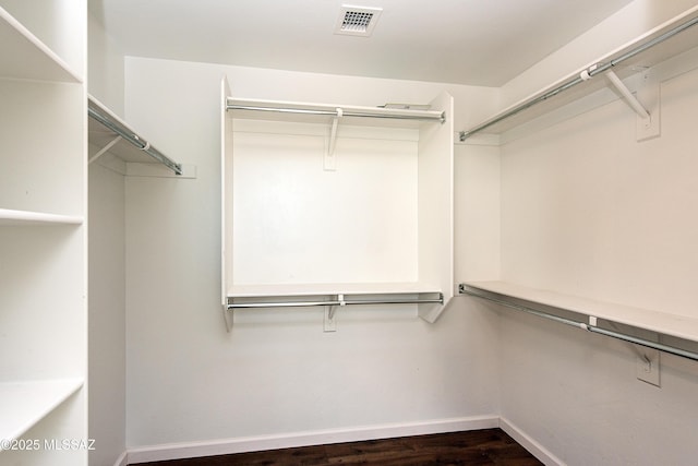 spacious closet featuring dark wood-type flooring