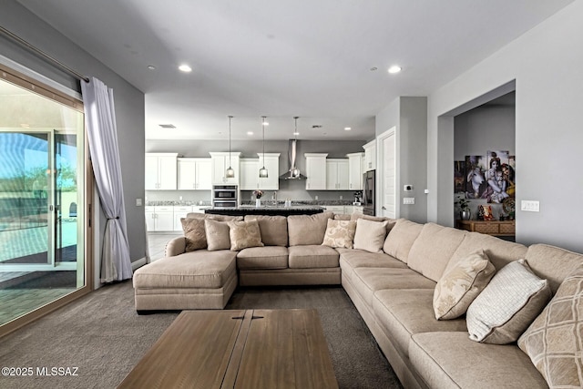 living room featuring carpet flooring