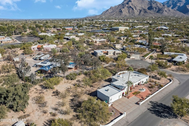 drone / aerial view featuring a mountain view