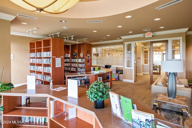 interior space featuring crown molding