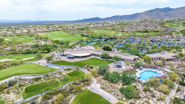 bird's eye view with a mountain view